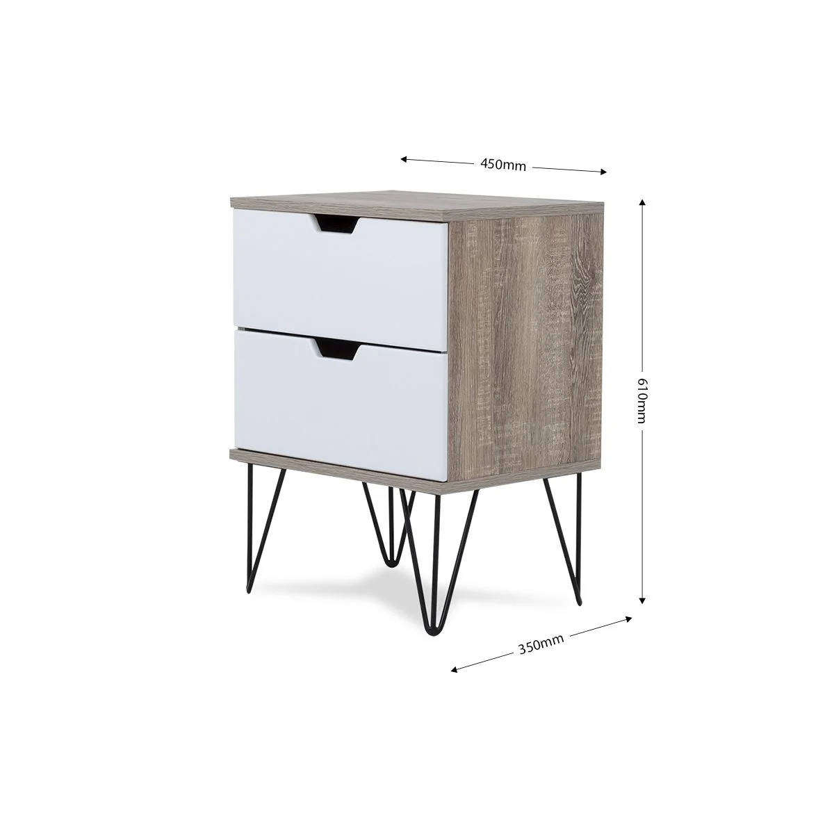 2 Drawer Bedroom Pedestal - White