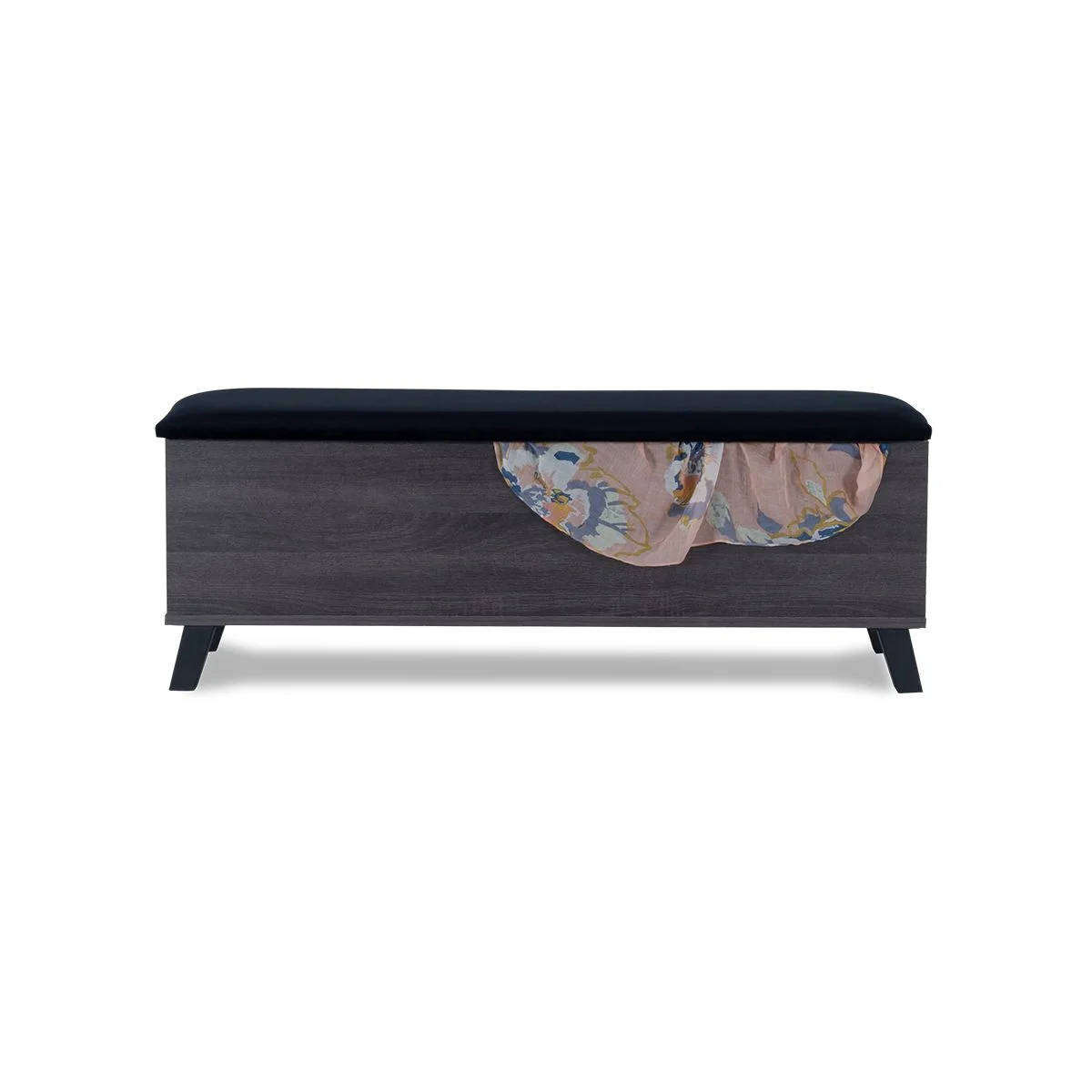 Velvet Blanket Storage Box  Grey & Black