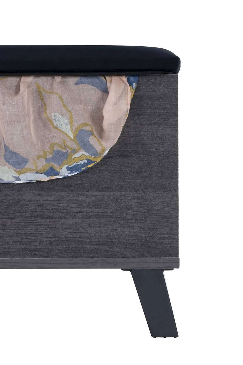 Velvet Blanket Storage Box  Grey & Black