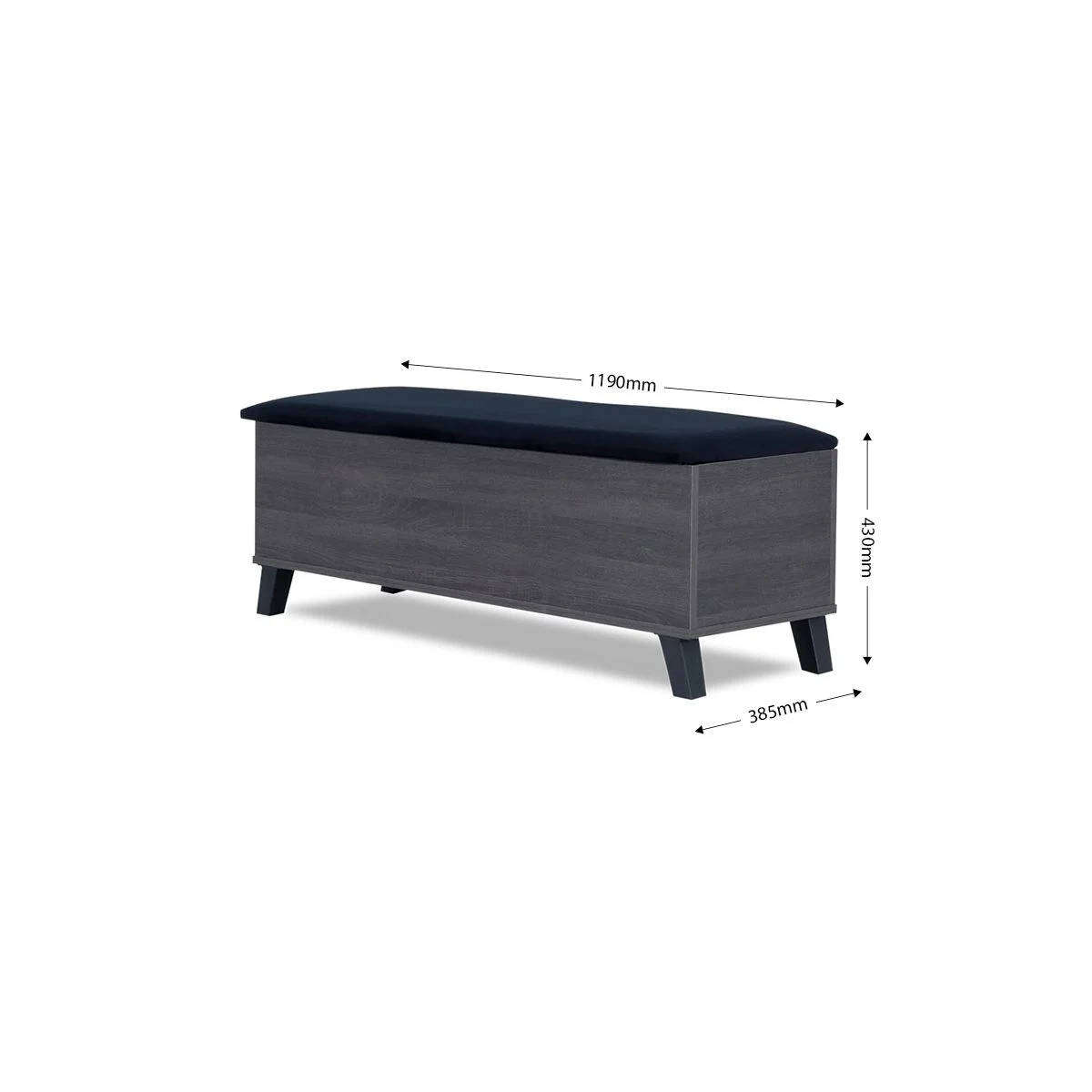 Velvet Blanket Storage Box  Grey & Black