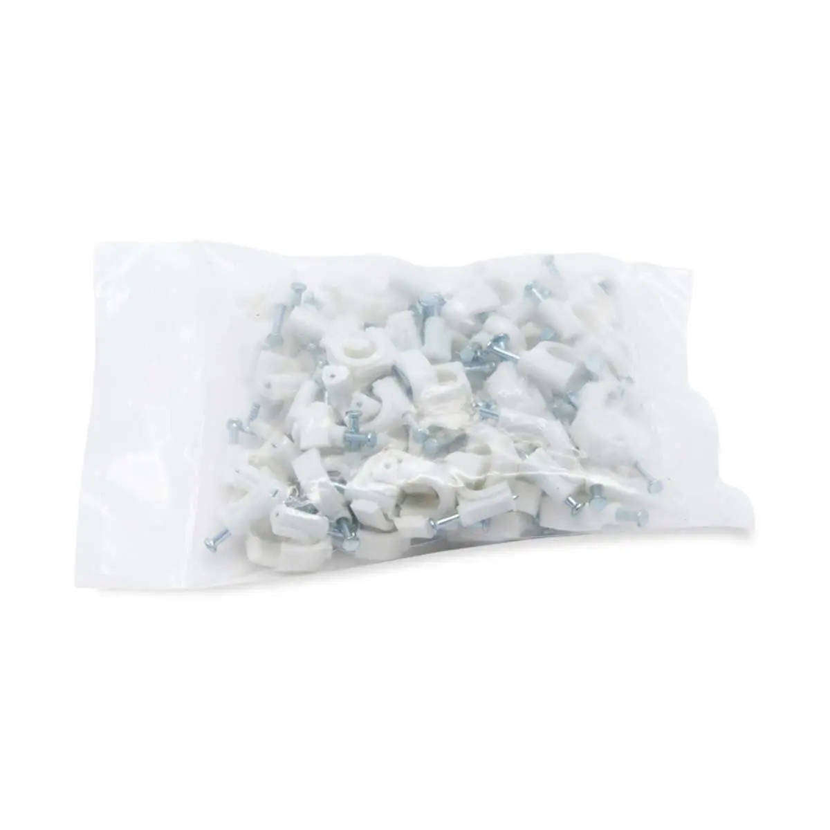 Cable Clips, Round, White, 10mm, 100 Pieces