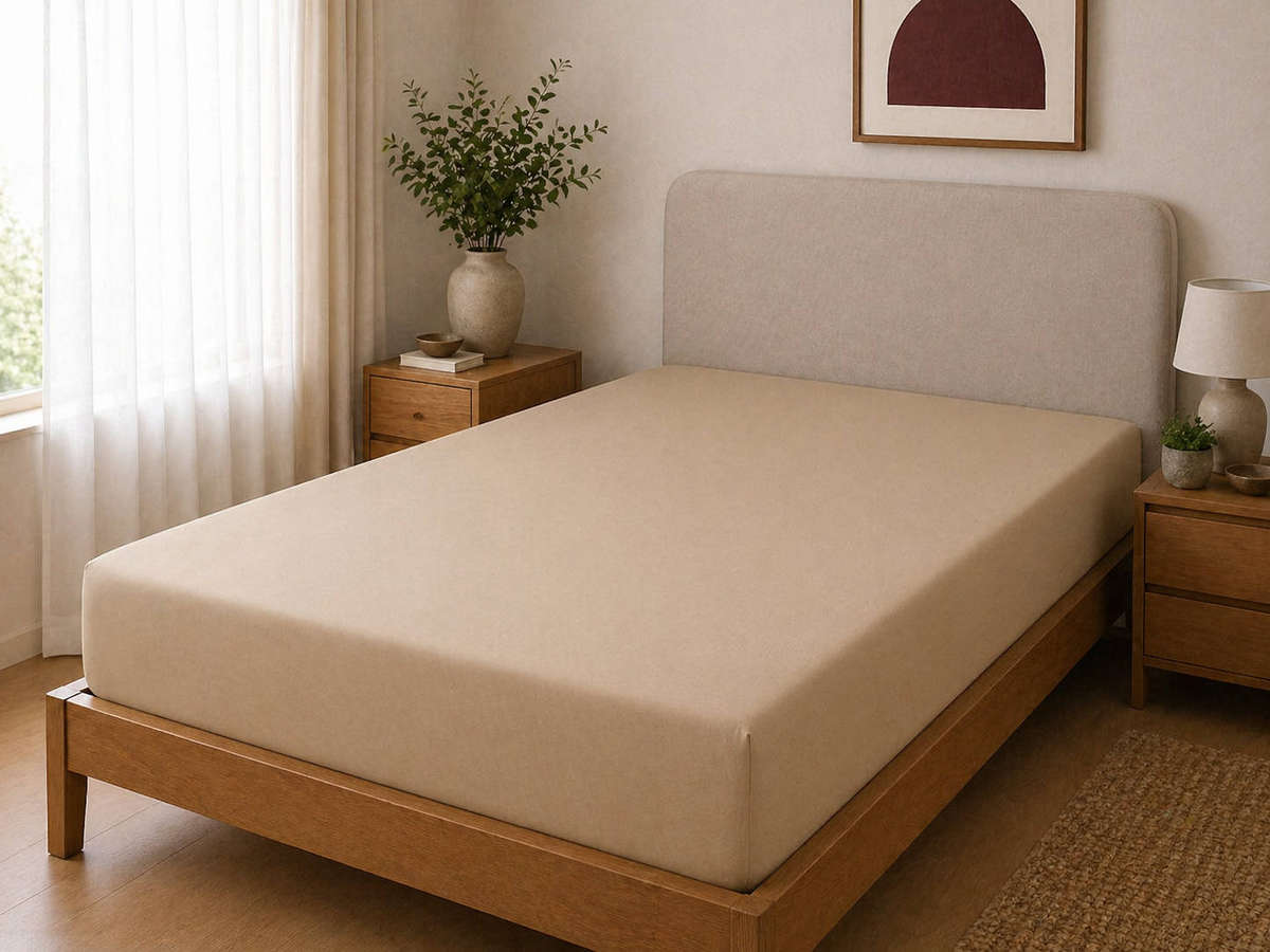 Polycotton Fitted Sheet  Beige  Double