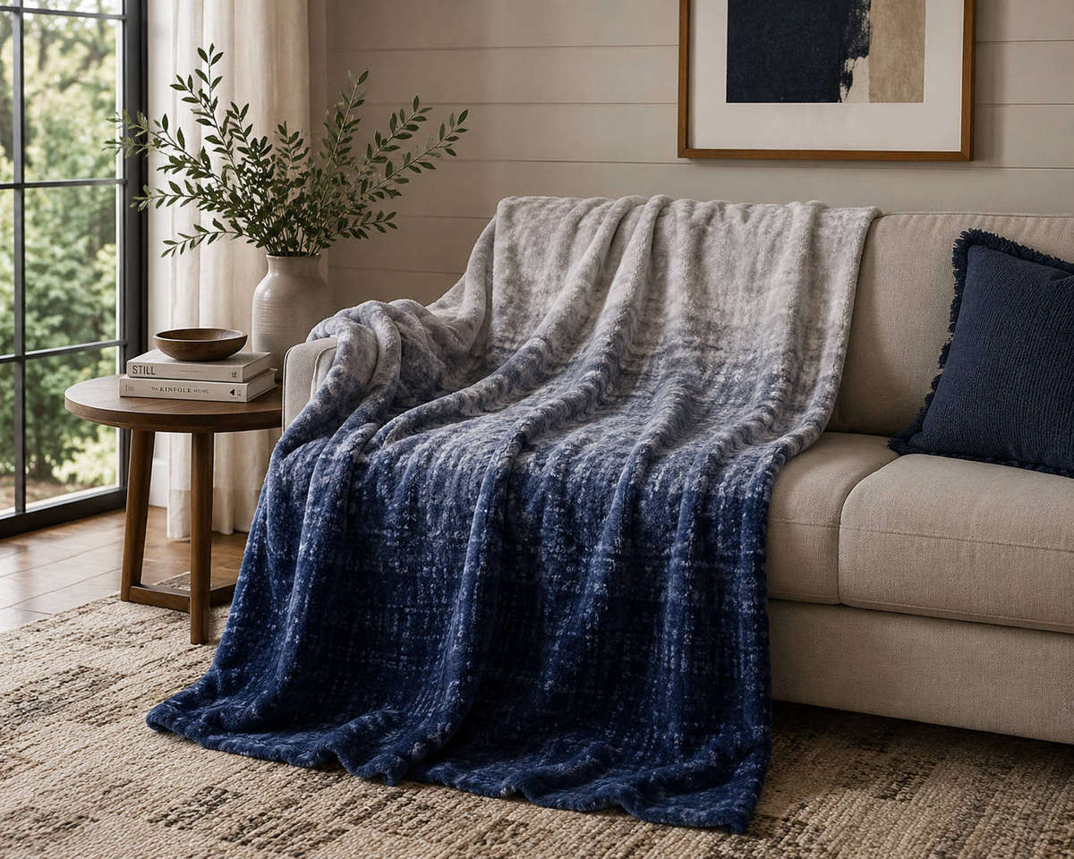 Ombre Printed Flannel Throw  Assorted Colours  127 x 152 cm