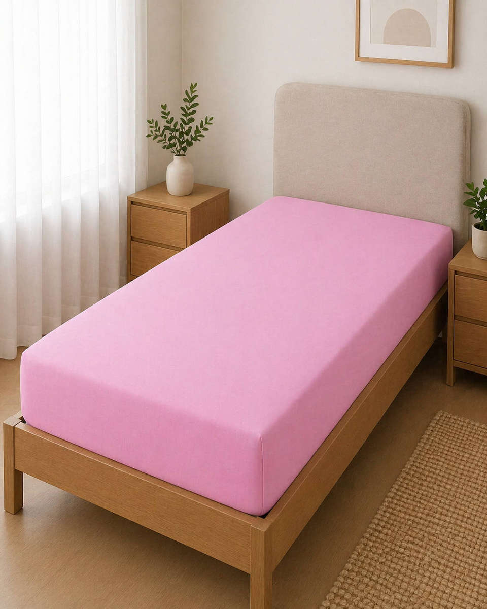 Polycotton Fitted Sheet  Pink  Single