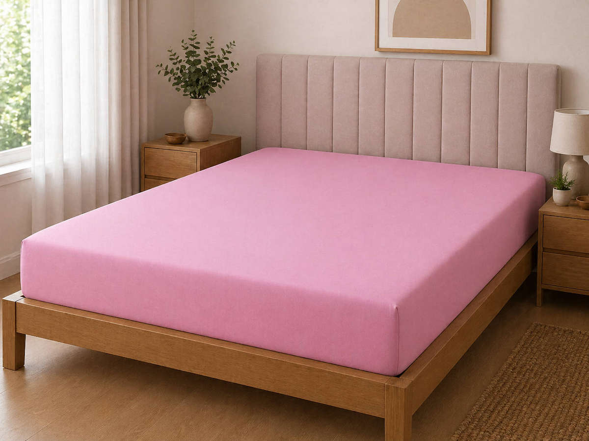 Polycotton Fitted Sheet  Pink  King