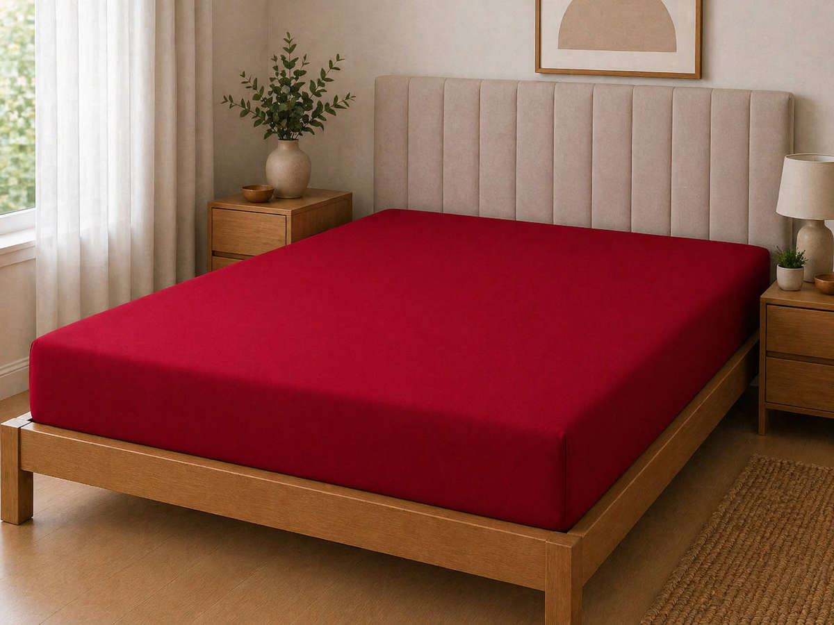 Polycotton Fitted Sheet  Red  King