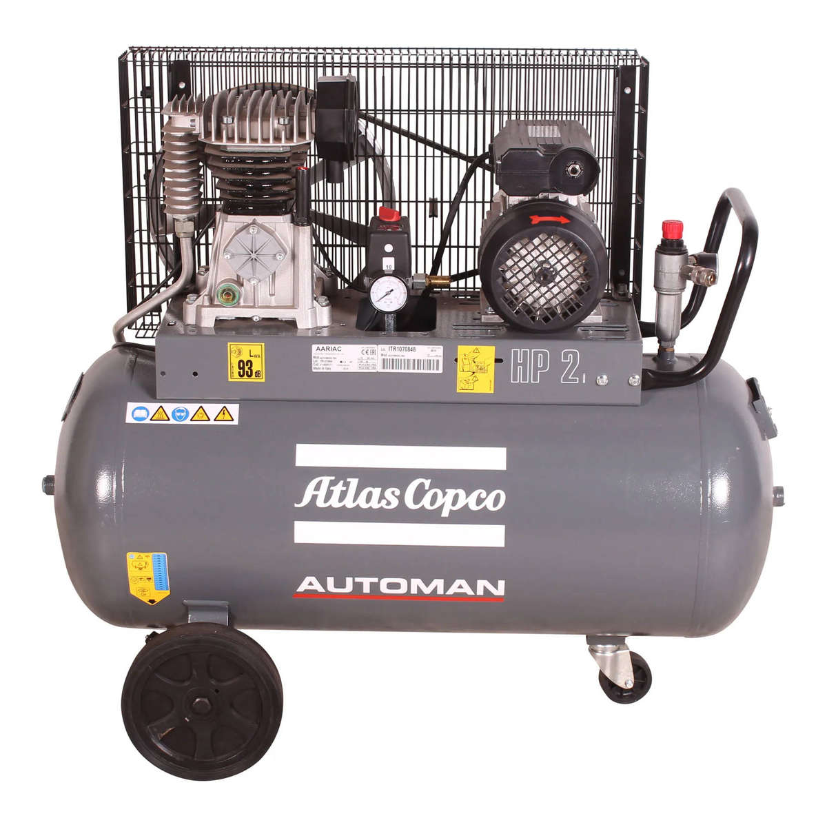 AUTOMAN AC 20 E 90 Litre 1.5 kW (2 HP) Belt Driven Mobile Air Compressor  230 V