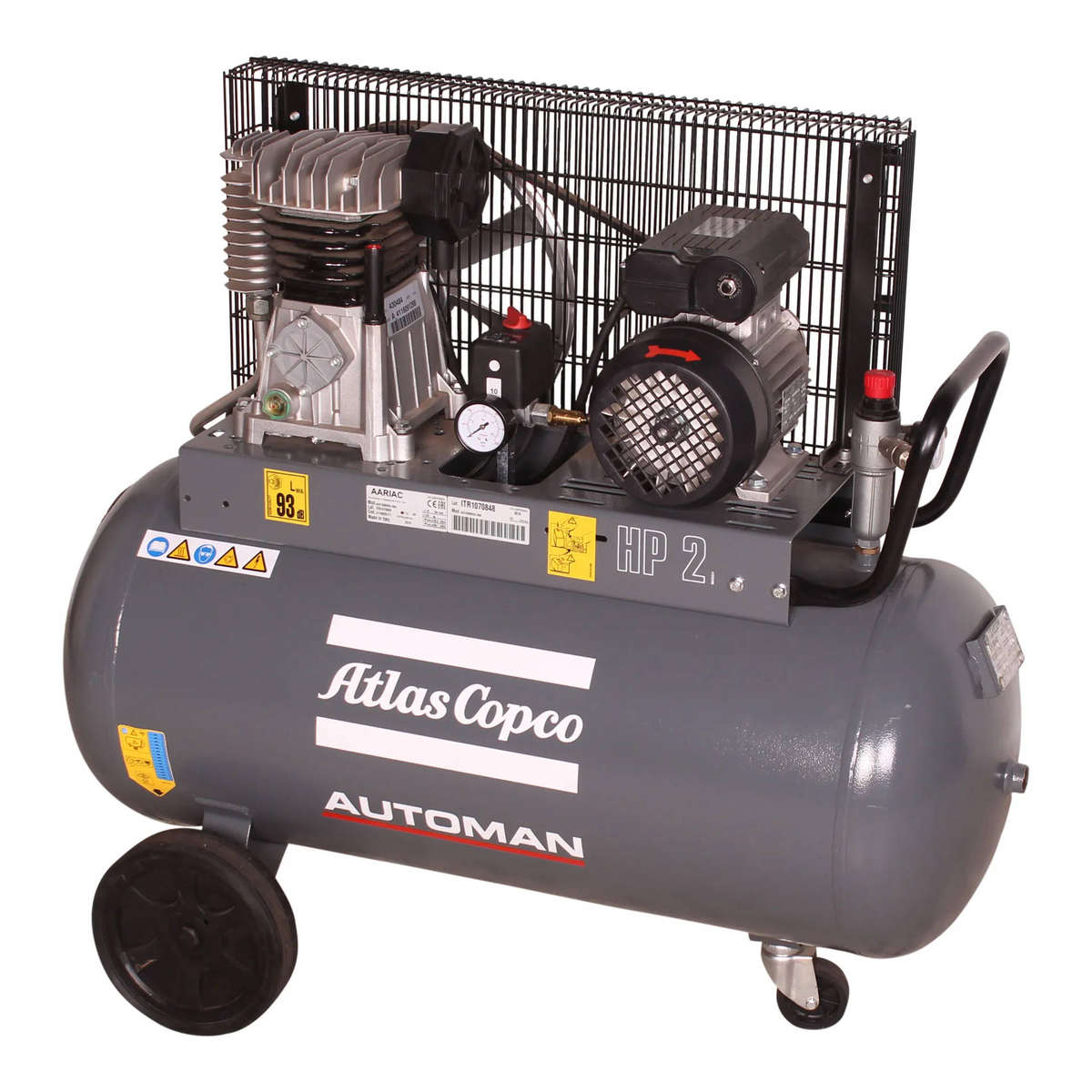 AUTOMAN AC 20 E 90 Litre 1.5 kW (2 HP) Belt Driven Mobile Air Compressor  230 V