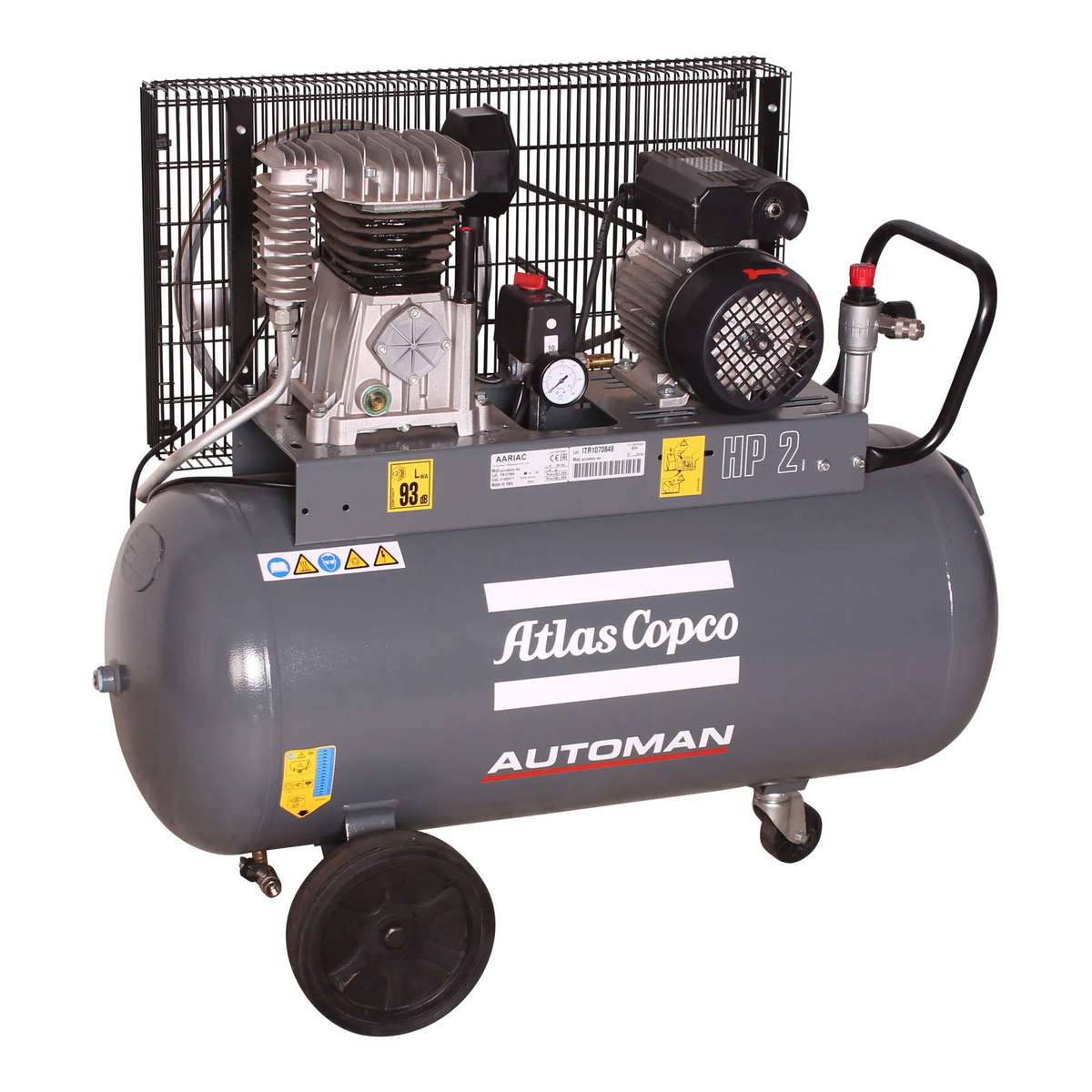 AUTOMAN AC 20 E 90 Litre 1.5 kW (2 HP) Belt Driven Mobile Air Compressor  230 V