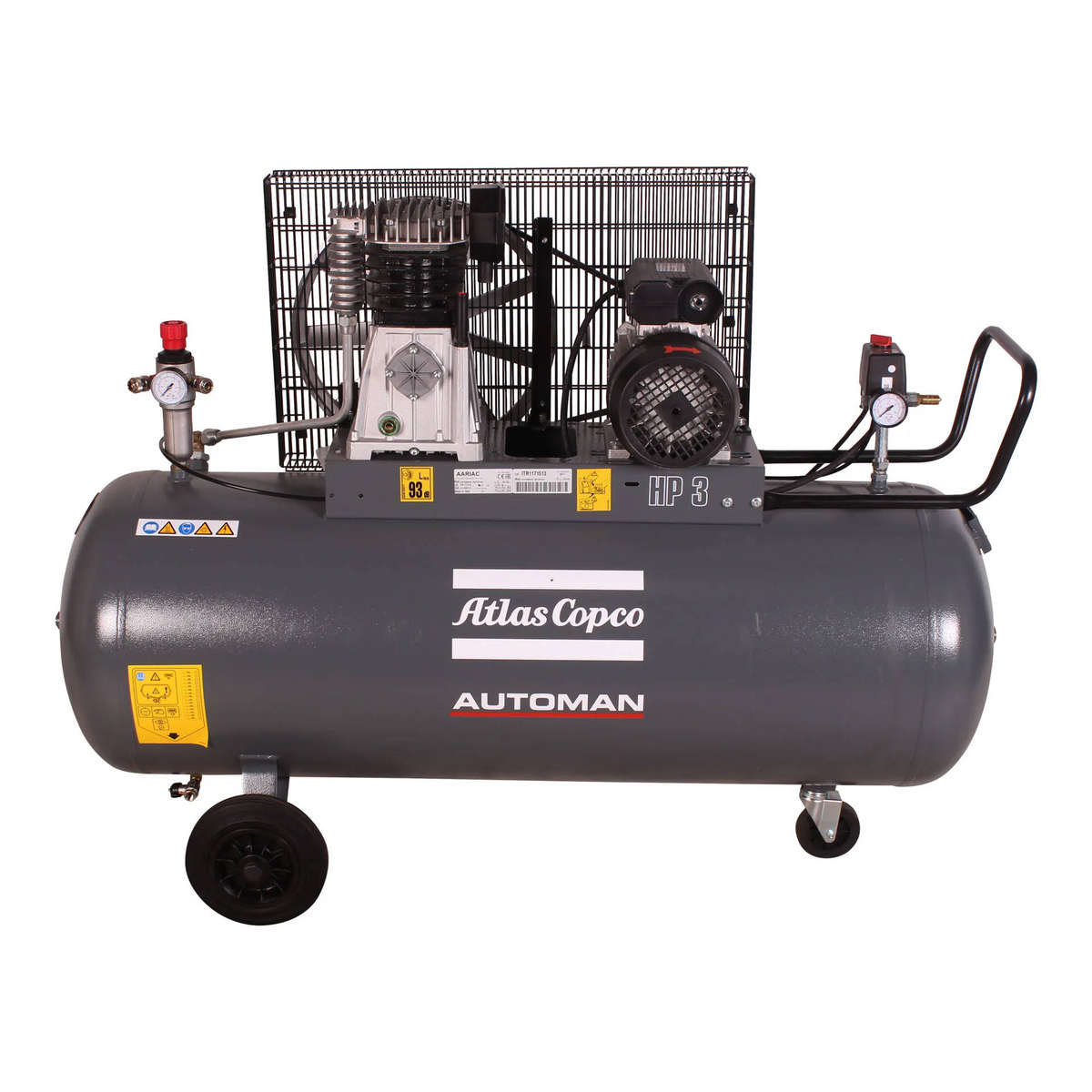 AUTOMAN AC 30 E 200 Litre 2.2 kW (3 HP) Belt Driven Mobile Air Compressor  230 V