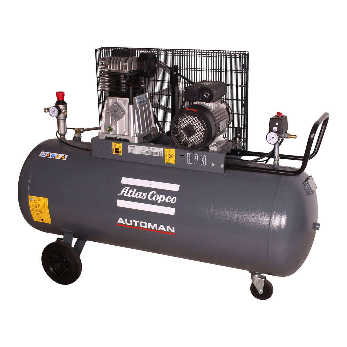 AUTOMAN AC 30 E 200 Litre 2.2 kW (3 HP) Belt Driven Mobile Air Compressor  230 V