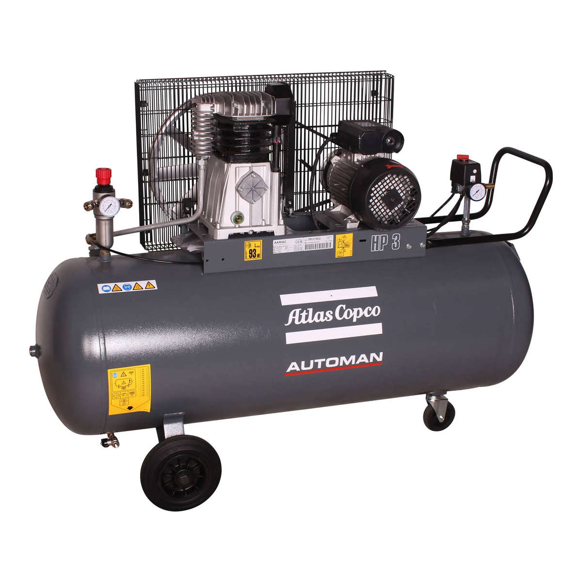 AUTOMAN AC 30 E 200 Litre 2.2 kW (3 HP) Belt Driven Mobile Air Compressor  230 V