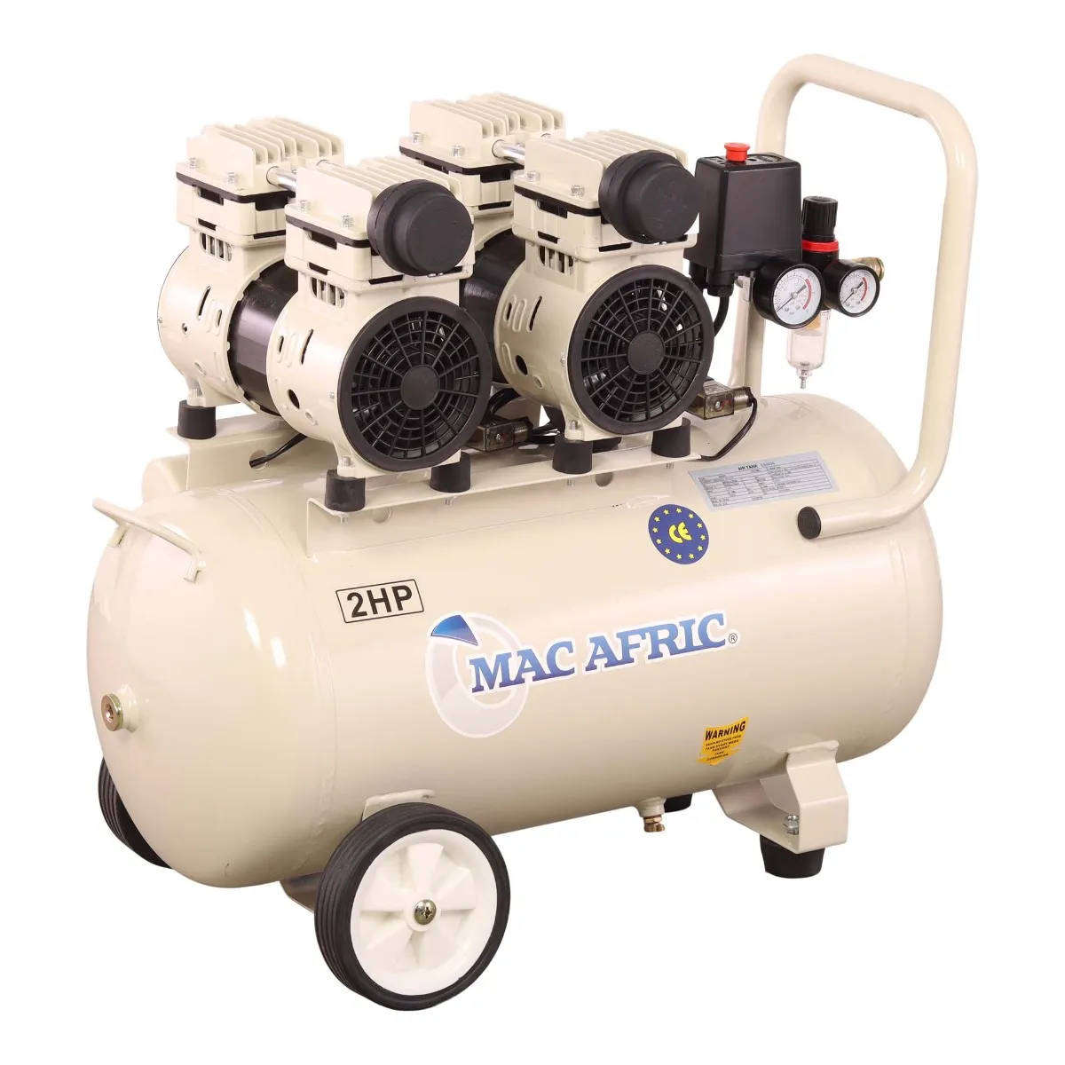 MAC AFRIC 50 Litre Silent Oil-Free Air Compressor  1.5 kW (2 HP) 230 V