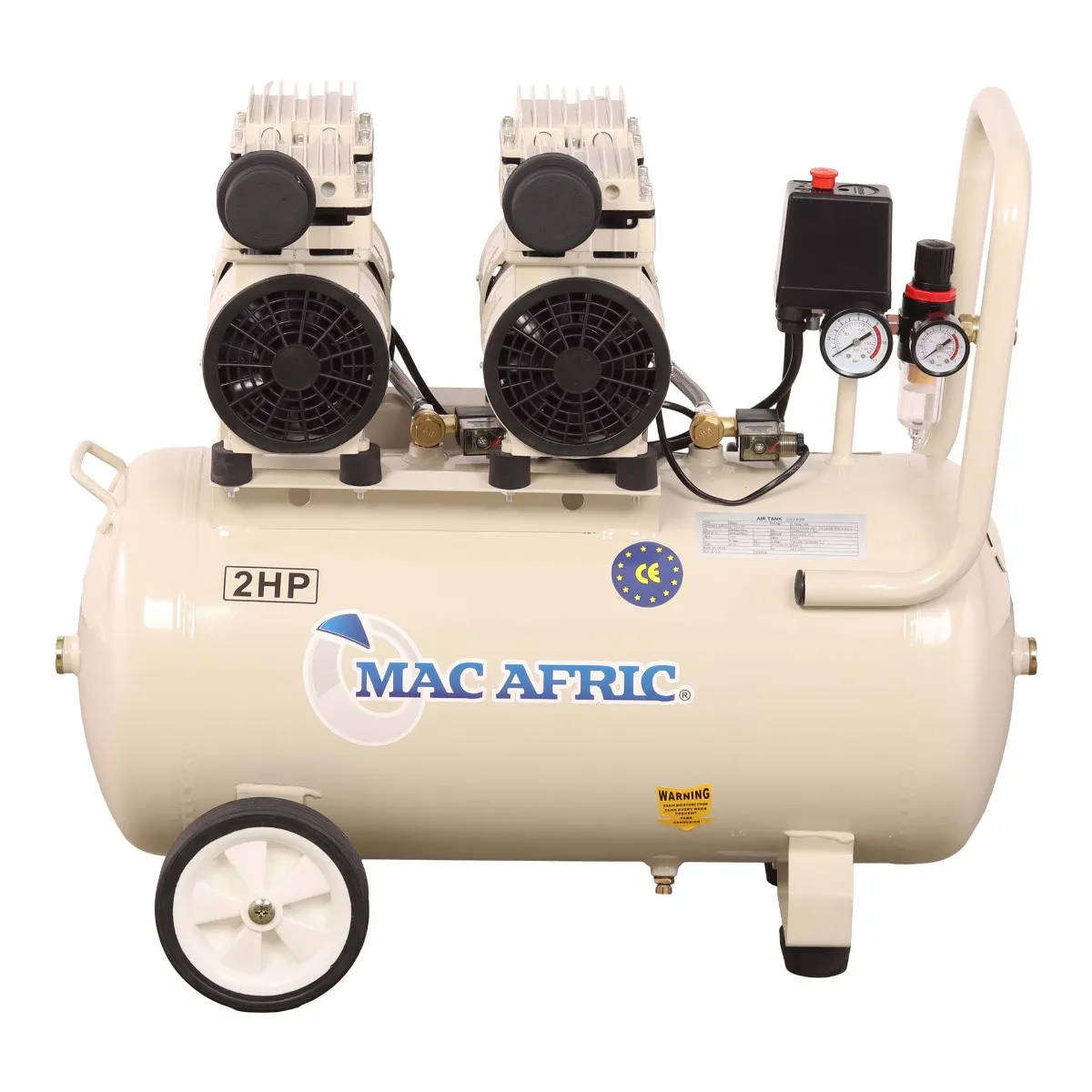MAC AFRIC 50 Litre Silent Oil-Free Air Compressor  1.5 kW (2 HP) 230 V