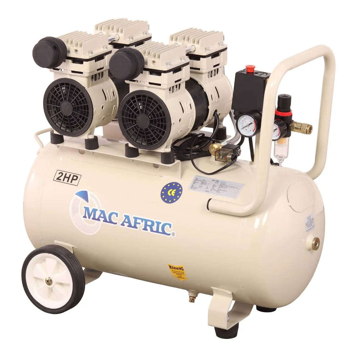 MAC AFRIC 50 Litre Silent Oil-Free Air Compressor  1.5 kW (2 HP) 230 V