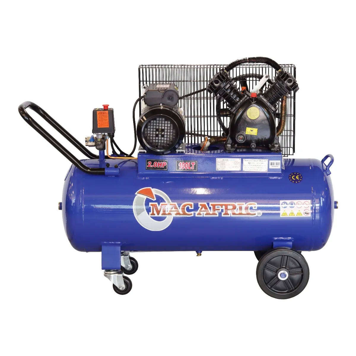 100 Litre 1.5 kW (2 HP) Belt Driven V-Type Air Compressor  230 V