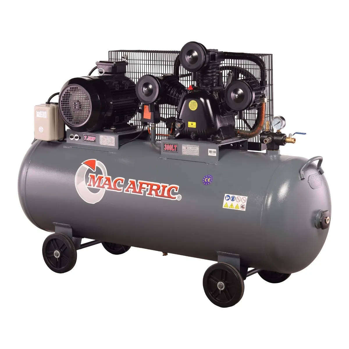 MAC AFRIC 300 Litre 5.5 kW (7.5 HP) Belt Driven V-Type Compressor  380 V