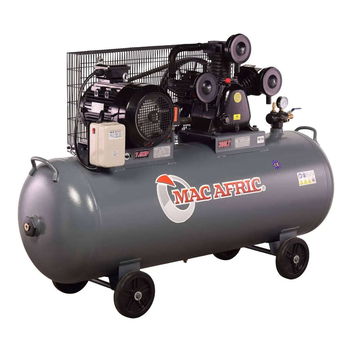MAC AFRIC 300 Litre 5.5 kW (7.5 HP) Belt Driven V-Type Compressor  380 V