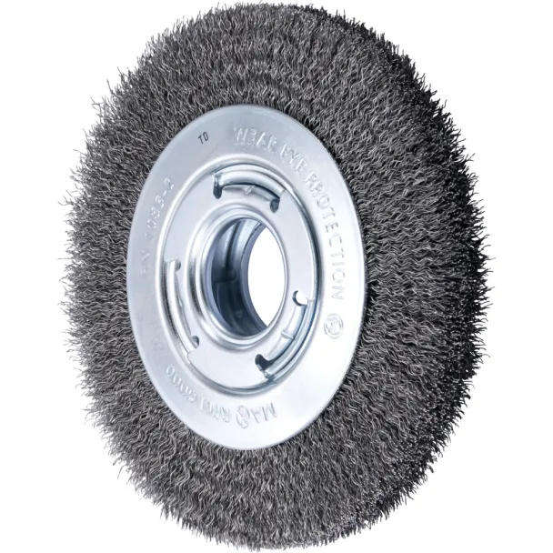 Wide Crimped Steel Wire Wheel Brush for Bench Grinder  200 x 25mm