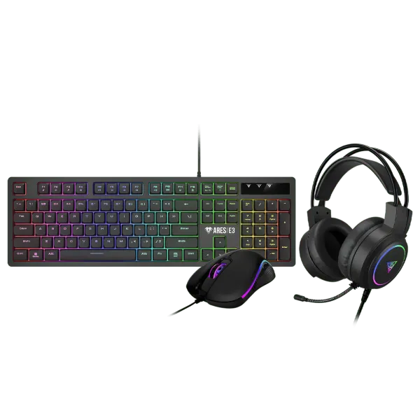 3-in-1 Gaming Keyboard, Mouse and Headset Combo with RGB Lighting  Black