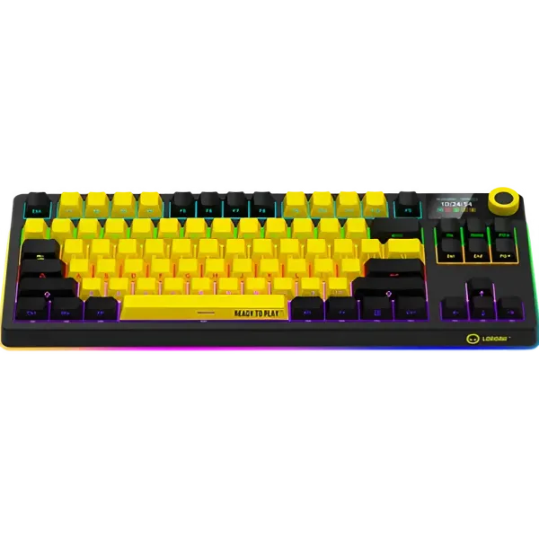 Wireless TKL Mechanical Gaming Keyboard with RGB Display and Smart Control Knob  Black/Yellow