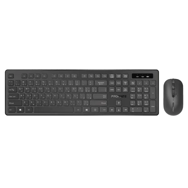Slim Wireless Keyboard and Mouse Combo with 1600 DPI Mouse  Black