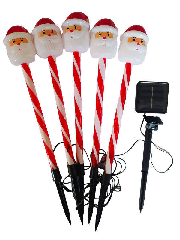 Santa Christmas Solar Garden Lights  Set of 5