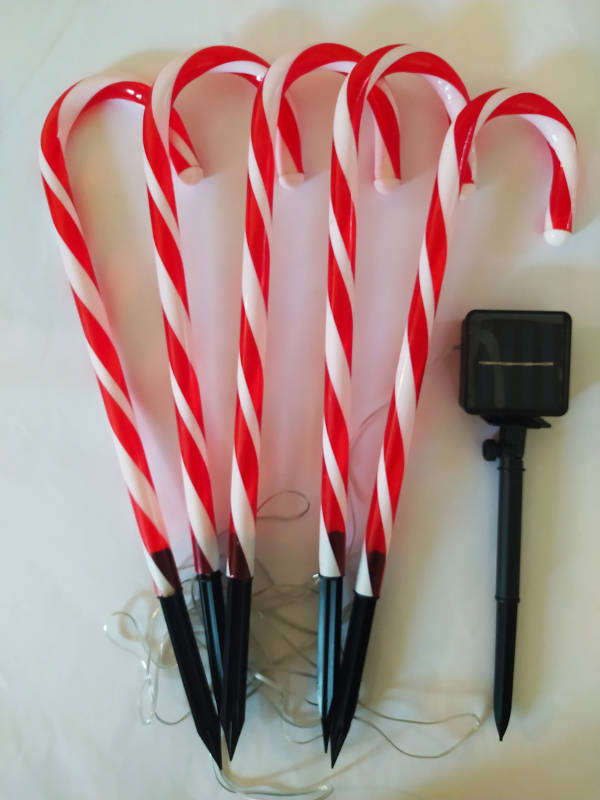 Candycane Christmas Solar Garden Lights  Set of 5