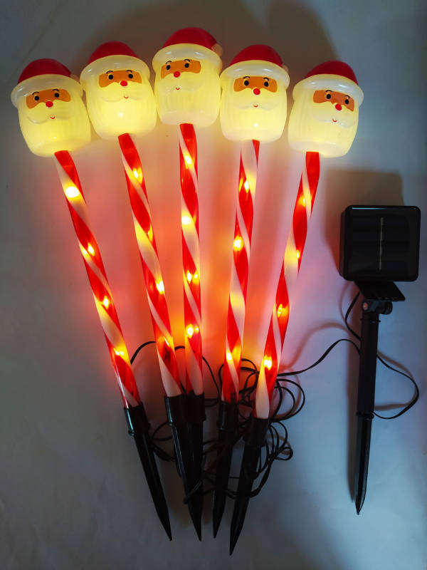 Santa Christmas Solar Garden Lights  Set of 5