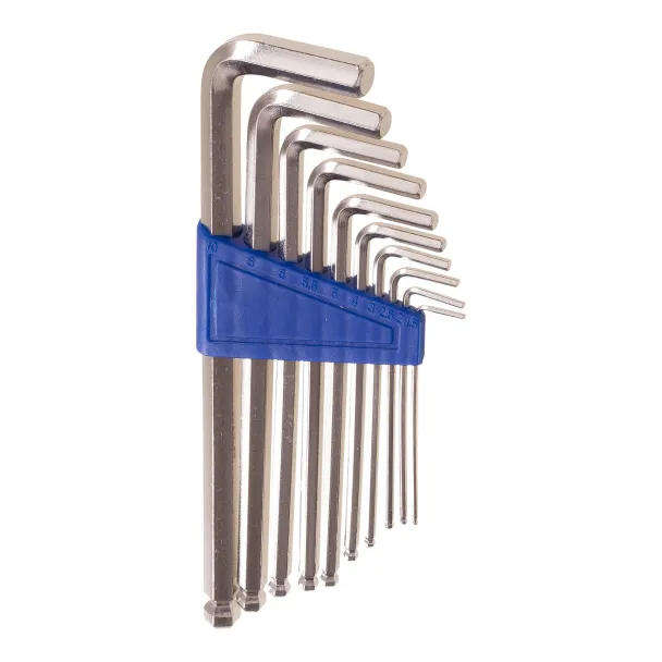 Set of 10 Chrome Vanadium Hex Keys with Ball Joint