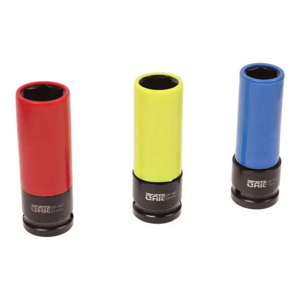 3-Piece 1/2" IN Drive Impact Socket Set with Plastic Sleeves