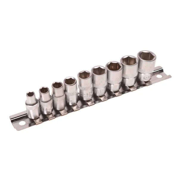 1/4" Drive 9-Piece Socket Set  5 to 13 mm (6-Point)