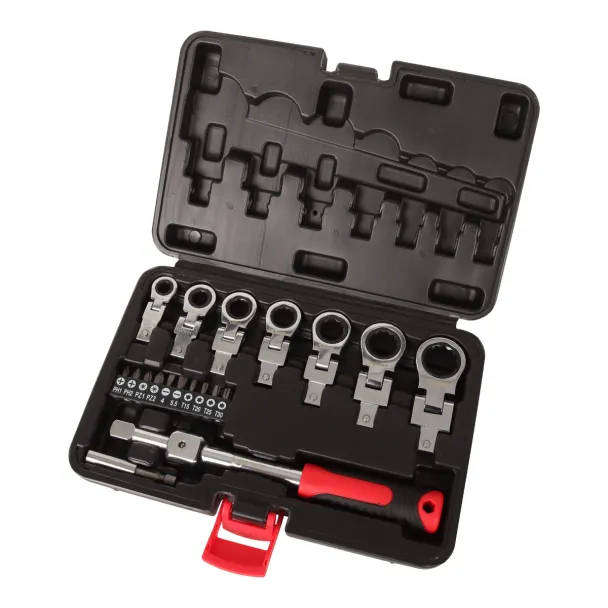 20-Piece Flex Ratchet Head Wrench Set with Driver Bits