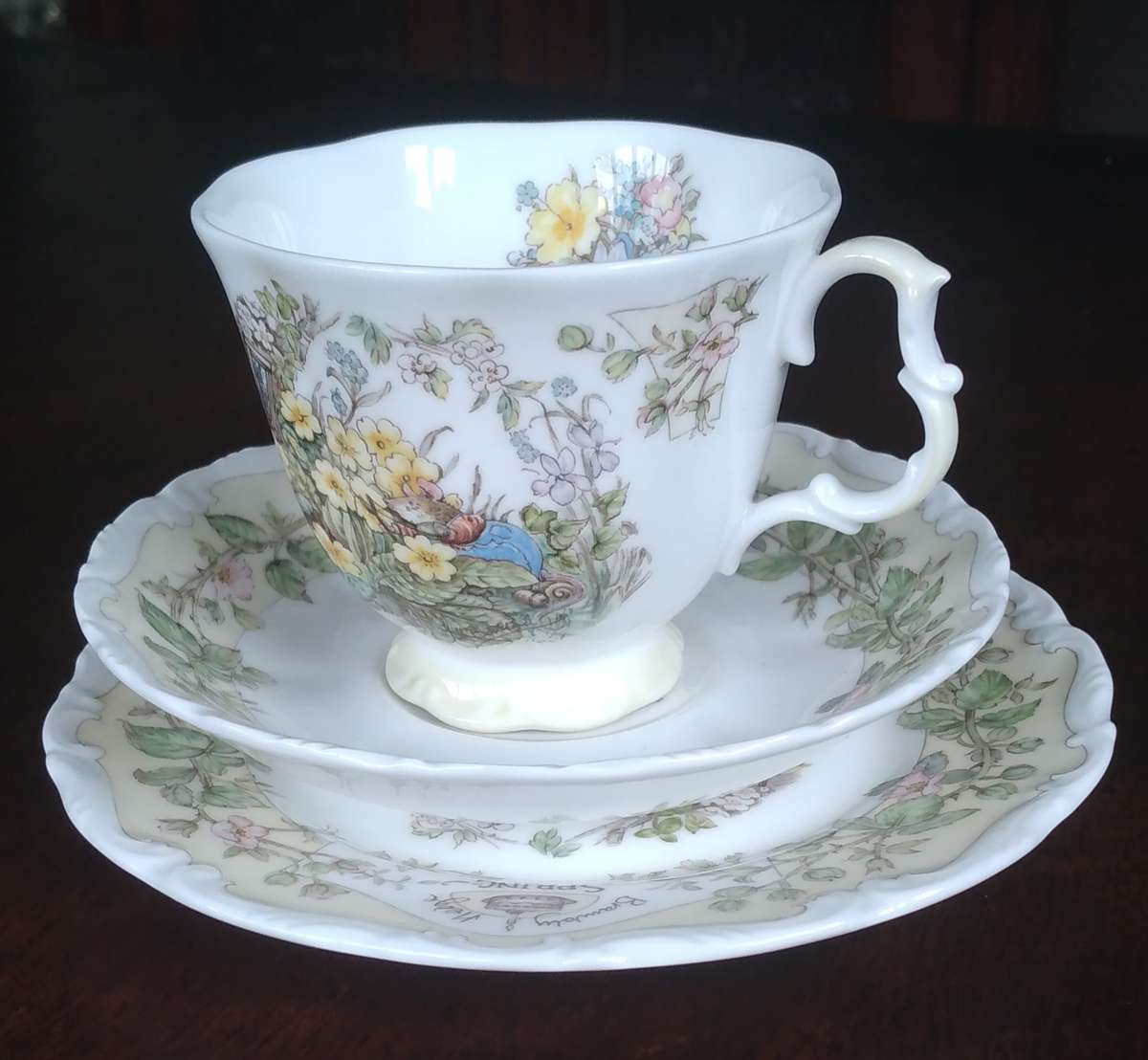 Royal Doulton Bramley Hedge Spring Teacup, Saucer, and Cake Plate Set Immaculate Condition
