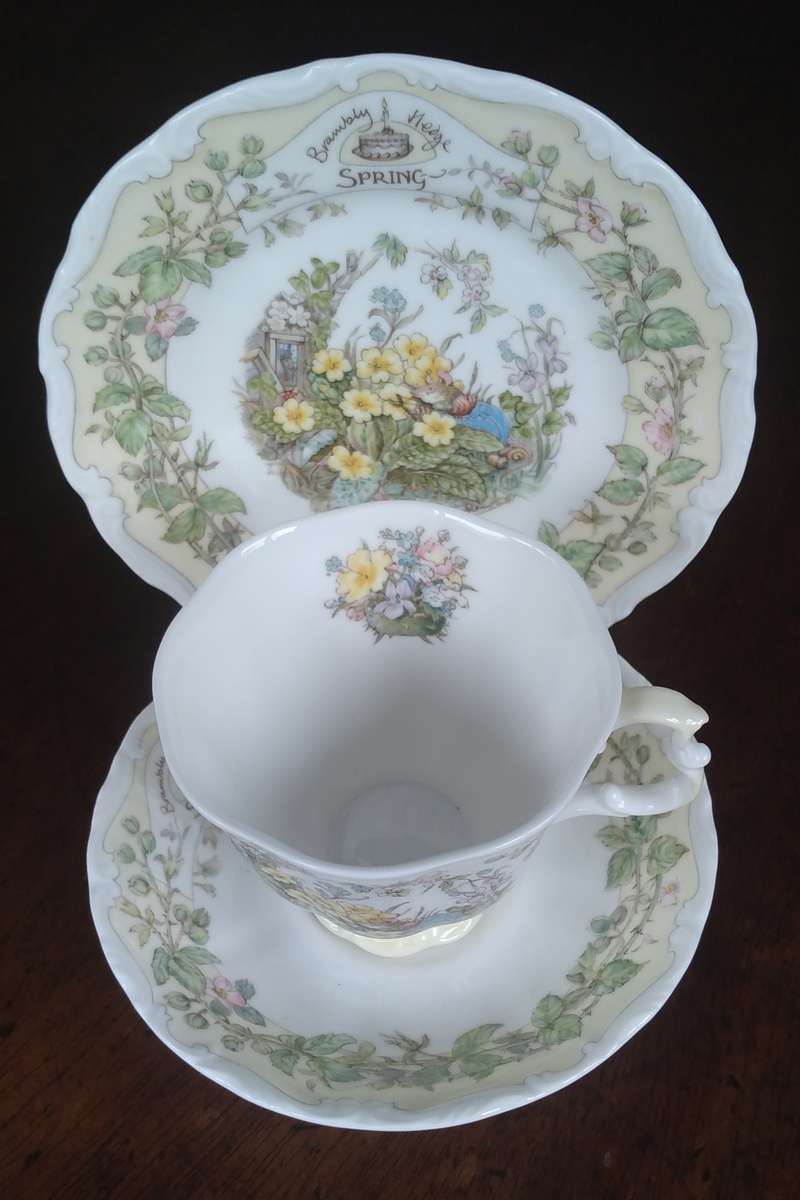 Royal Doulton Bramley Hedge Spring Teacup, Saucer, and Cake Plate Set Immaculate Condition