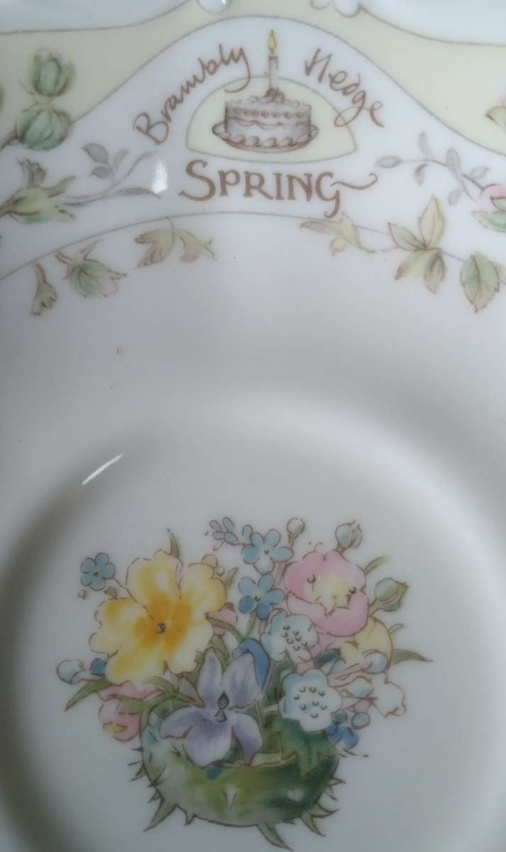 Royal Doulton Bramley Hedge Spring Teacup, Saucer, and Cake Plate Set Immaculate Condition