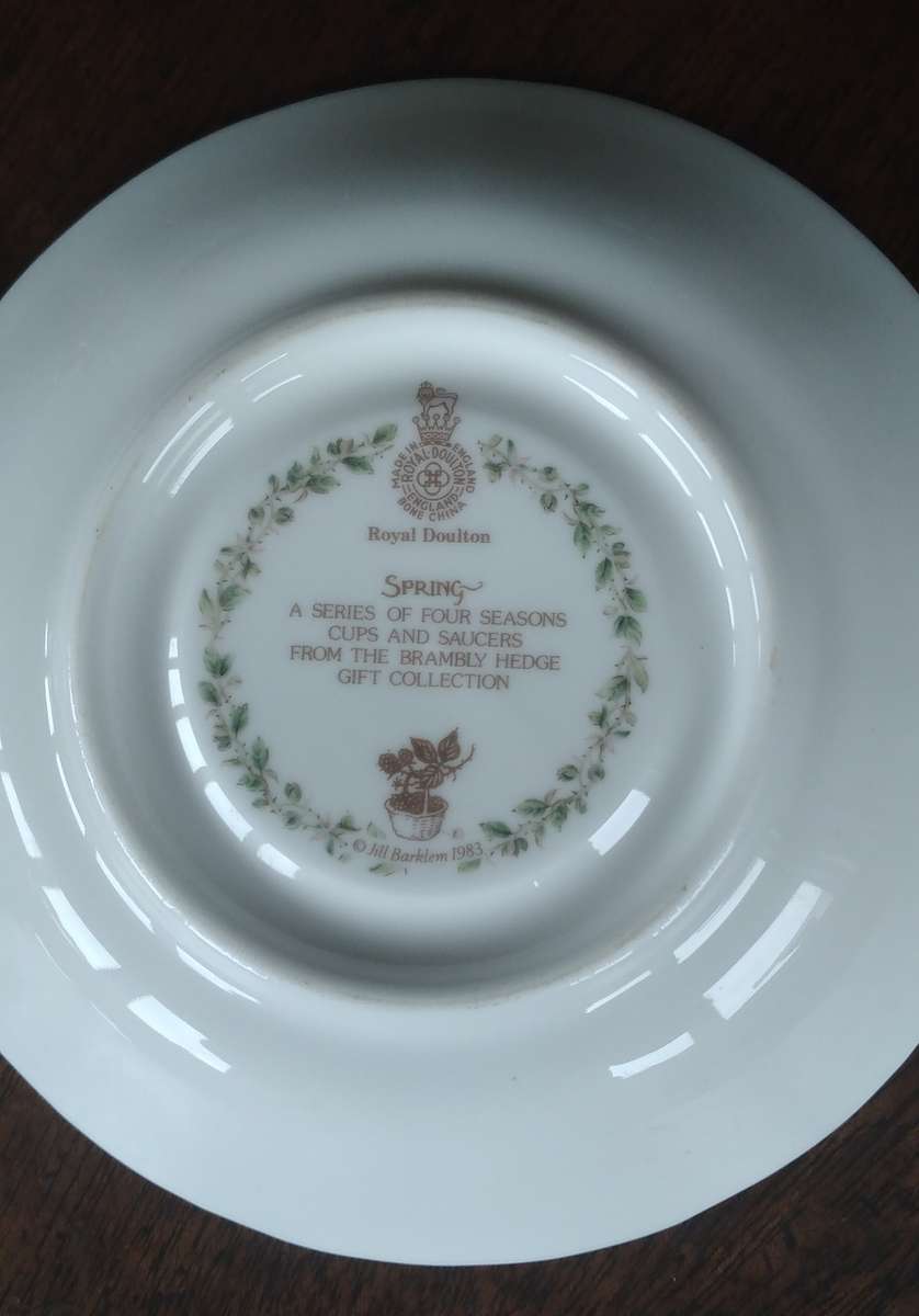 Royal Doulton Bramley Hedge Spring Teacup, Saucer, and Cake Plate Set Immaculate Condition