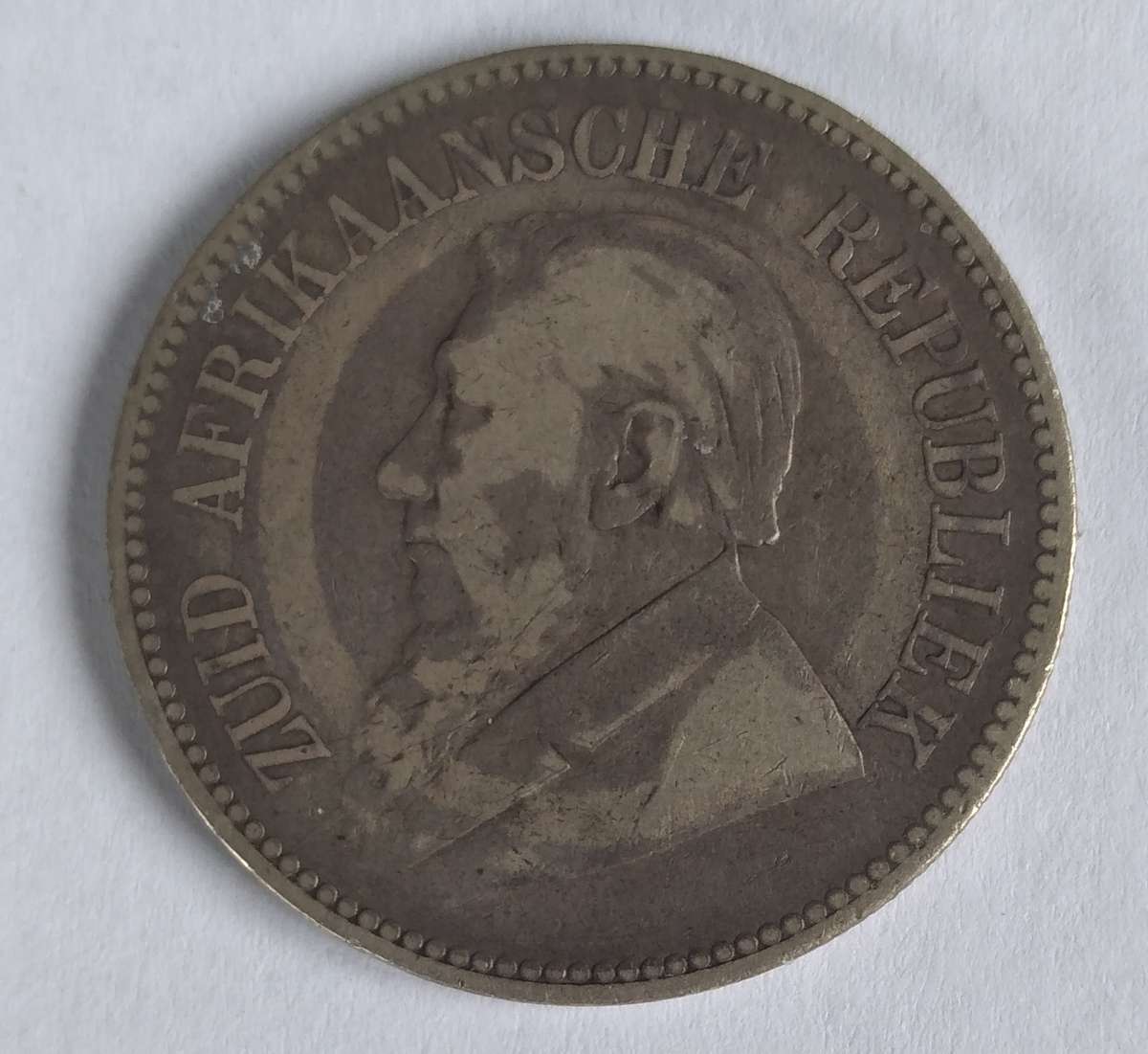 1896 ZAR 2.5 Shilling Coin - Paul Kruger, Sterling Silver, South African Republic