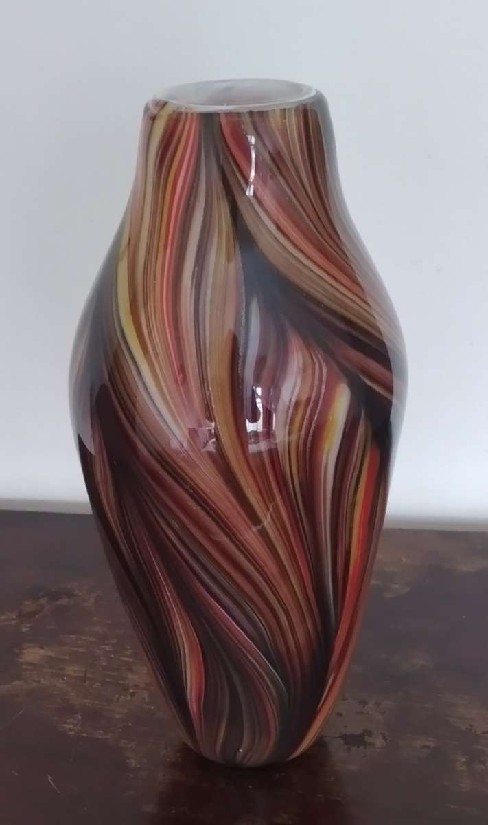 Murano Glass  Vase Bright Vibrant multicoloured with gold flakes