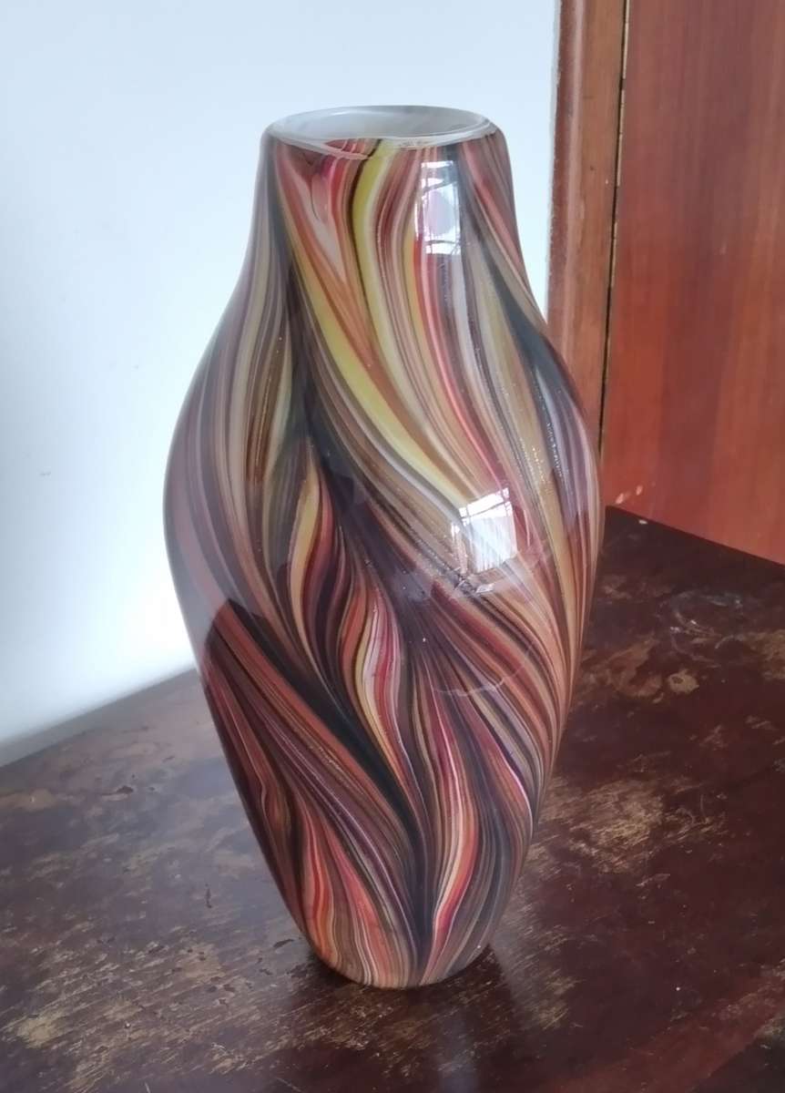 Murano Glass  Vase Bright Vibrant multicoloured with gold flakes