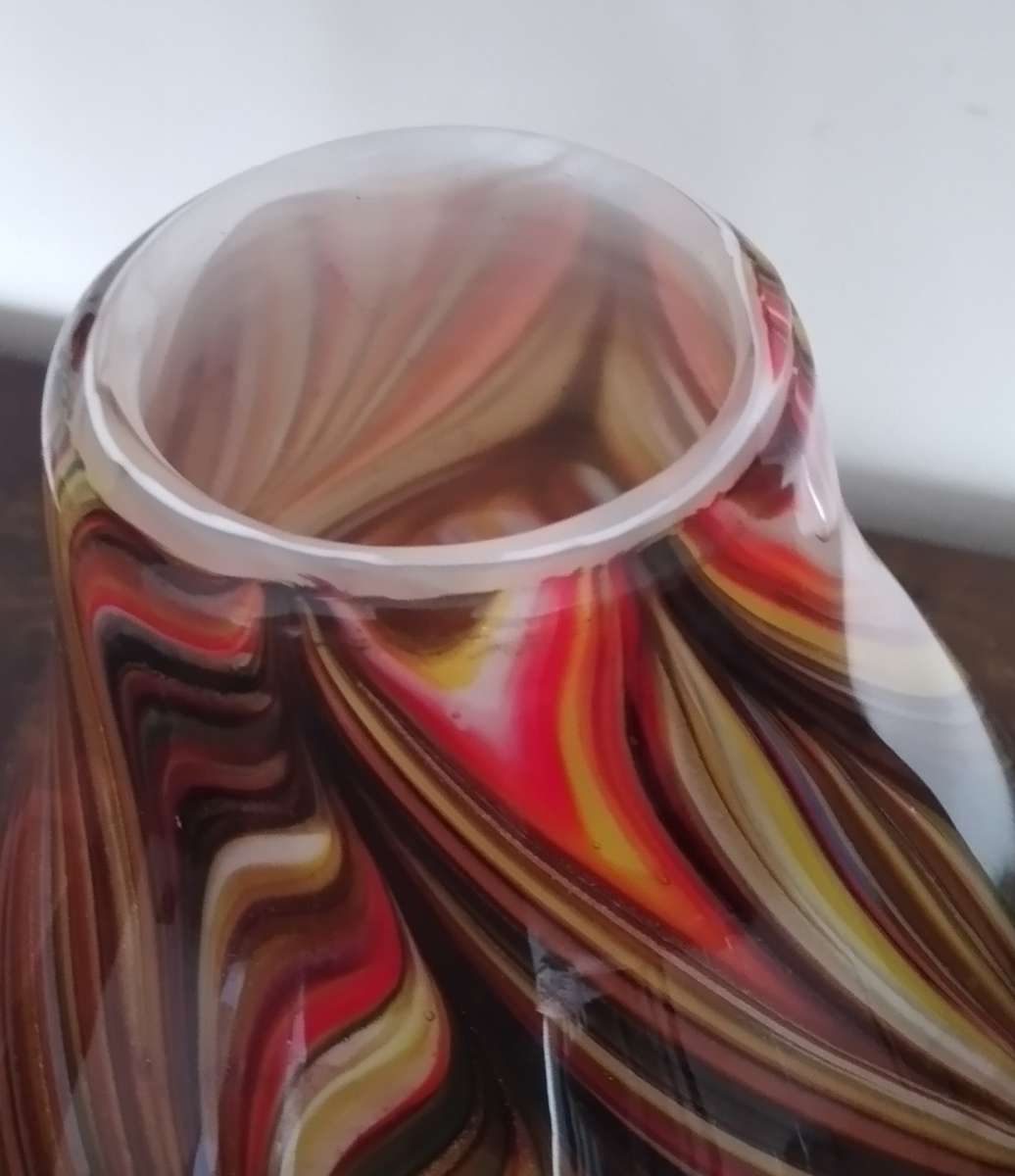 Murano Glass  Vase Bright Vibrant multicoloured with gold flakes