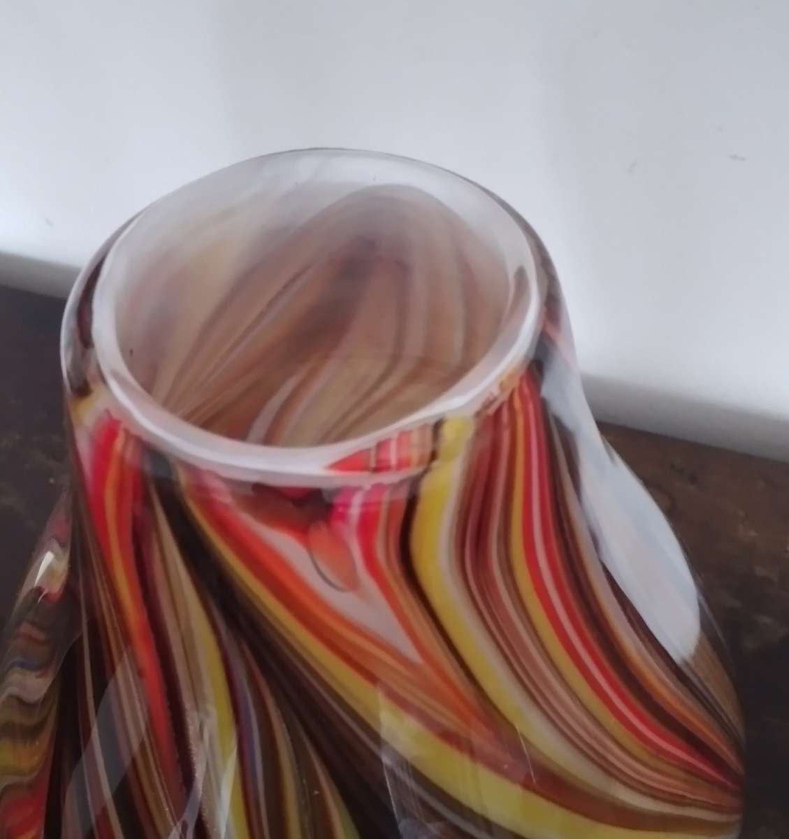 Murano Glass  Vase Bright Vibrant multicoloured with gold flakes