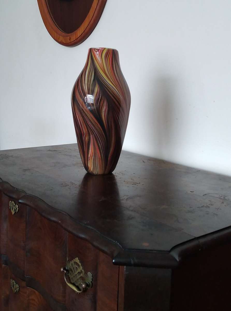 Murano Glass  Vase Bright Vibrant multicoloured with gold flakes