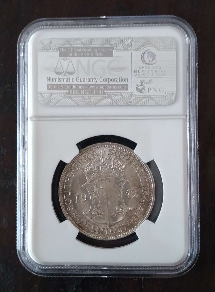 1942 SA UNION HALF CROWN NGC GRADED MS 62