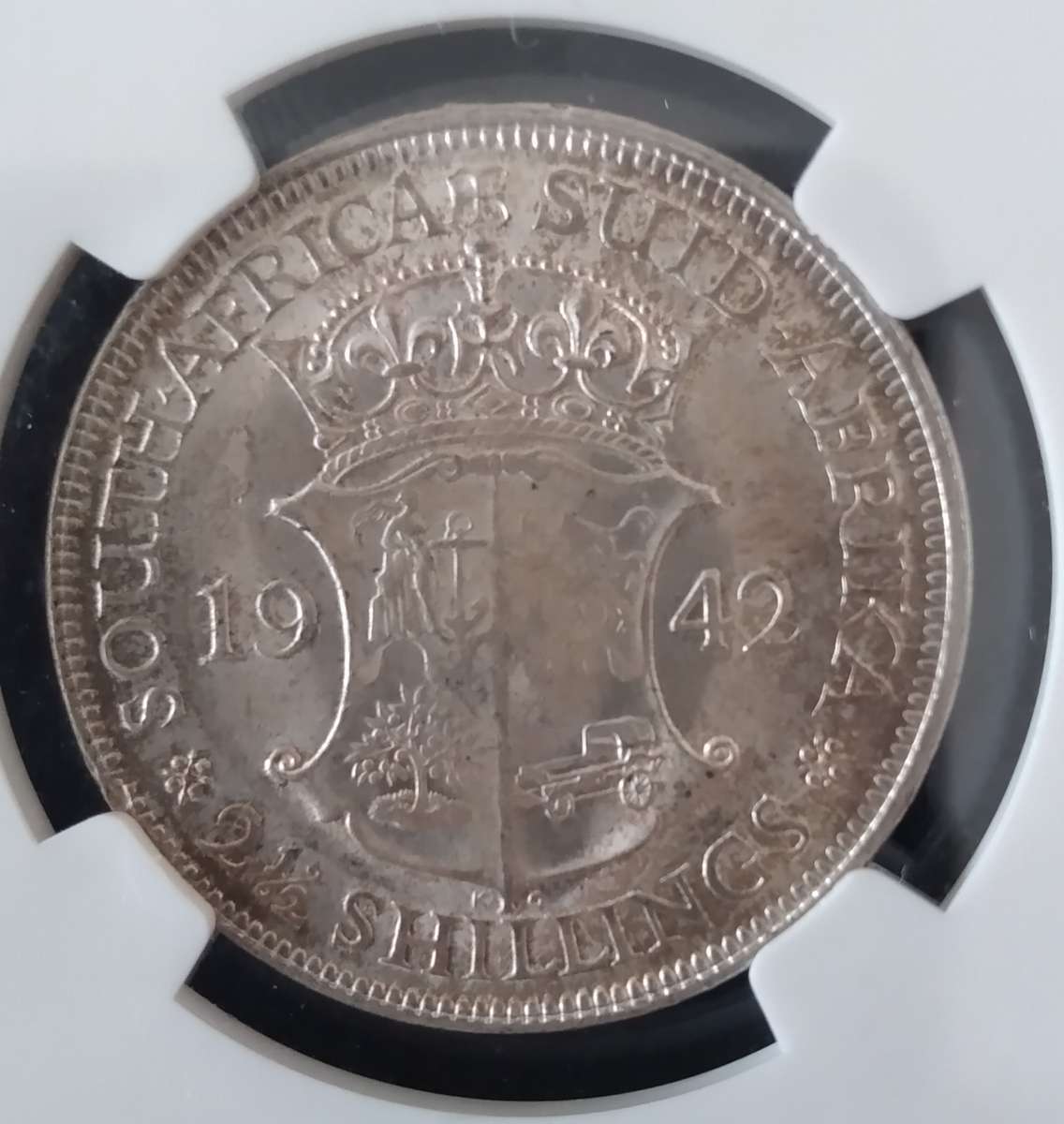 1942 SA UNION HALF CROWN NGC GRADED MS 62