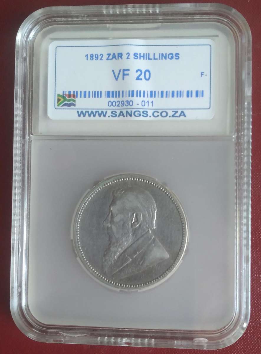 1892 ZAR 2 Shillings VF 20