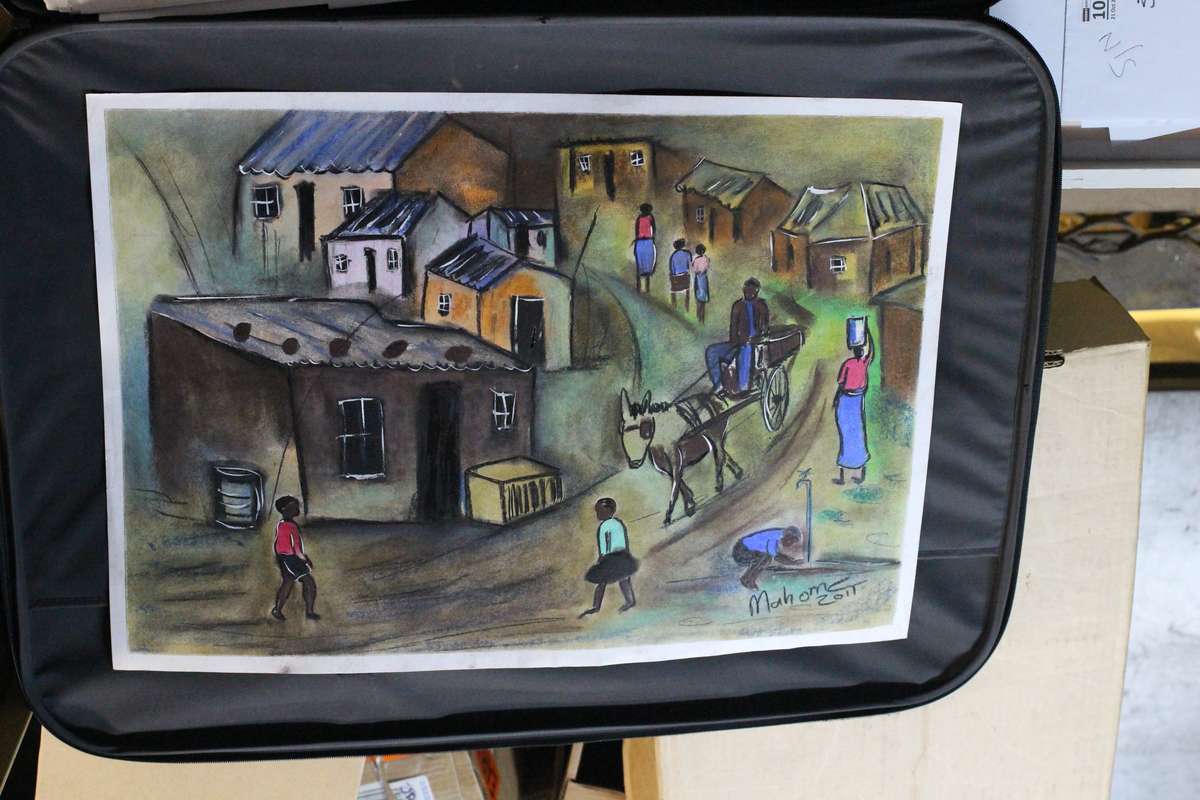 Original artwork by Lucas Mahome  - Township Life Colour (Pastel) 2011