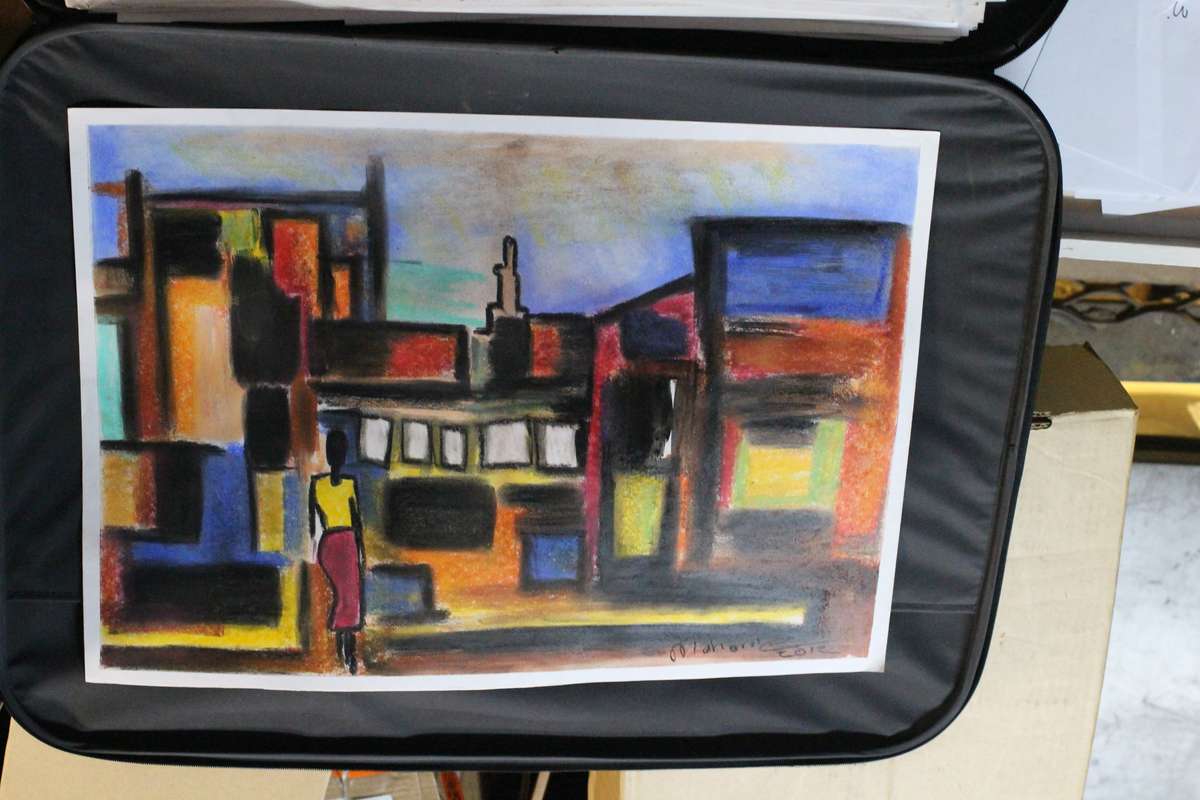 Original artwork by Lucas Mahome  - Woman in City (Pastel) 2012