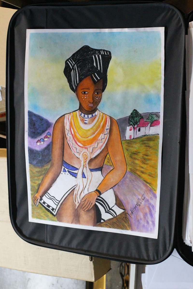 Original artwork by Lucas Mahome  - Traditional African woman (Pastel) 2012