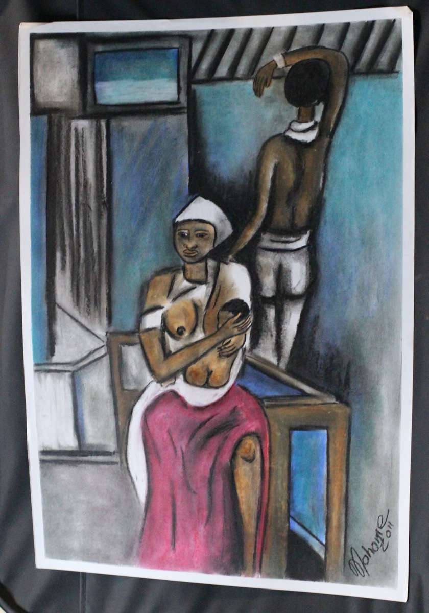 Original artwork by Lucas Mahome  - Woman and Infant (Pastel) 2011